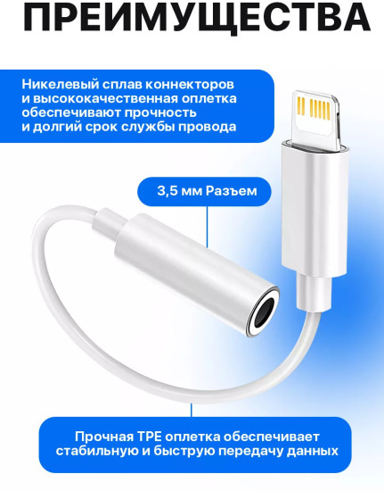 Кабель Lightning – AUX JACK 3.5 мм