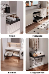 Полка-трансформер выдвижная для кухни черная - Фото 6