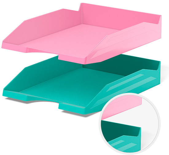 Лоток настольный из 2 пластиковых лотков для бумаг Office Pastel Mint мятный и