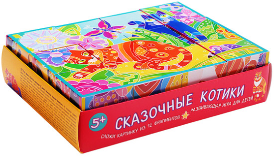 Кубики IQ кубики. 12 кубиков в поддончике. Сказочные котики. 5+