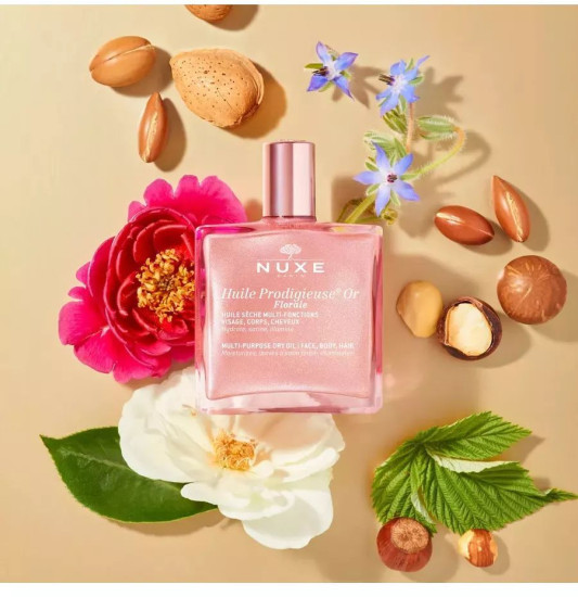 Масло сухое мерцающее для тела, лица и волос «Huile Prodigieuse Or Florale. Розовое золото»