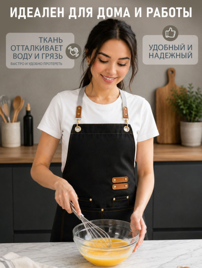 Фартук Professional водоотталкивающий, регулируемый, унисекс, для повара , мастеров и бариста.