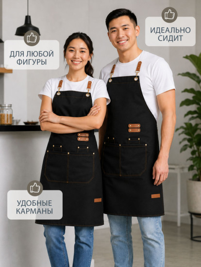 Фартук Professional водоотталкивающий, регулируемый, унисекс, для повара , мастеров и бариста.