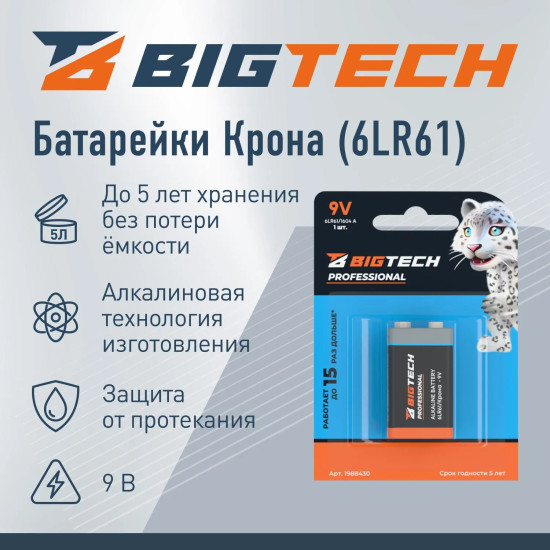 Батарейка алкалиновая 6LR61