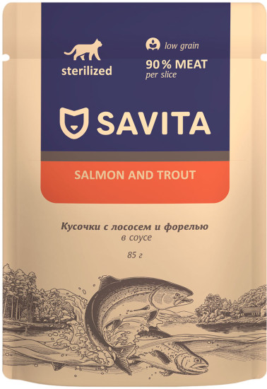 Корм влажный для стерилизованных кошек с лососем и форелью в соусе «Salmon & trout»