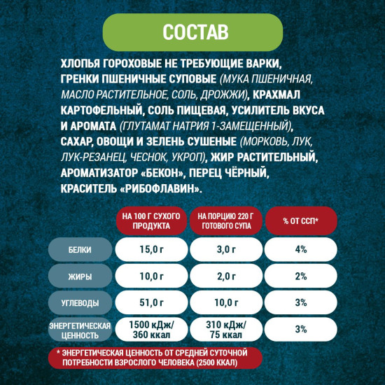 Суп гороховый с сухариками