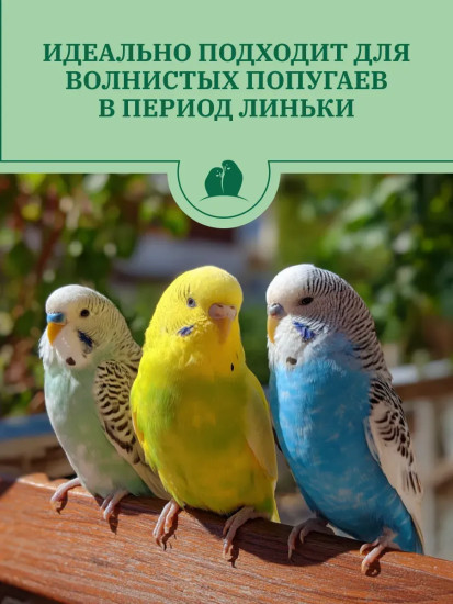 Корм для волнистых попугаев в период линьки полнорационный сбалансированный