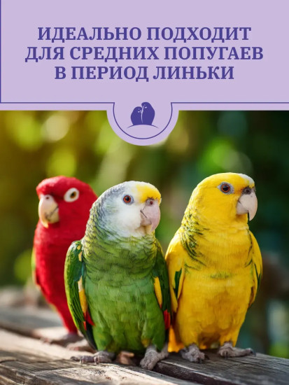 Корм для средних попугаев в период линьки полнорационный сбалансированный