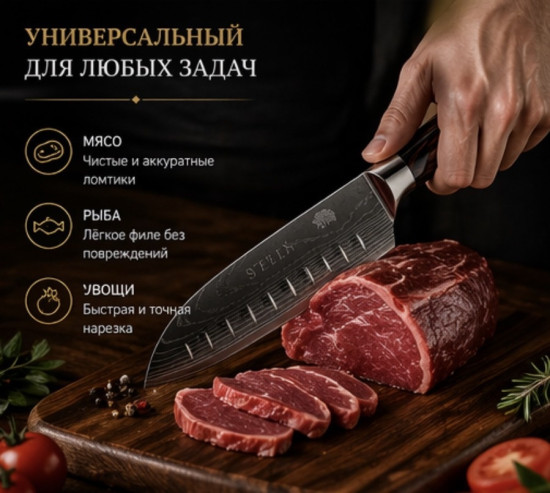 Универсальный кухонный Нож сантоку 18 см