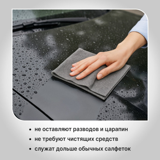 Салфетка Корейская Умная для дома и авто Без Разводов, 30х40 см, 3 шт., Универсальная, , 702524