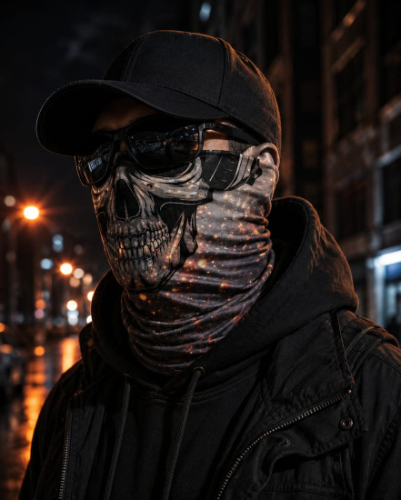 Бафф Fire Skull череп, мультифункциональный шарф-труба унисекс 25×50 см