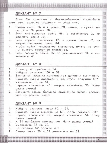 Математические диктанты. 3 класс