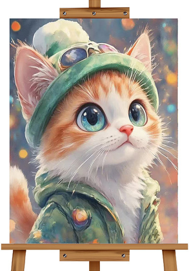 Мозаика алмазная «Котик в шапочке»