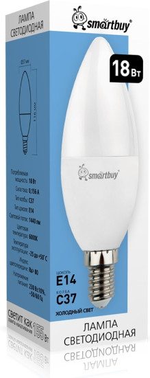 Светодиодная (LED) Лампа -C37-15W/6000 (SBL-C37-15-60K-E14)