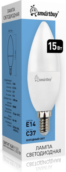 Светодиодная (Led) Лампа -C37-15W/6000 (SBL-C37-15-60K-E27)
