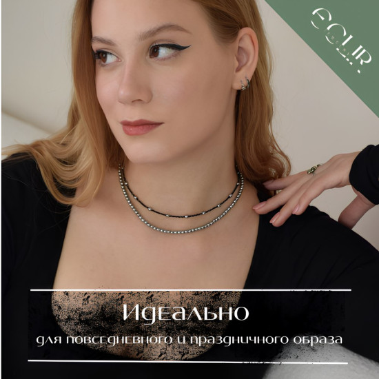 Комплект бус из натурального гематита и шпинели
