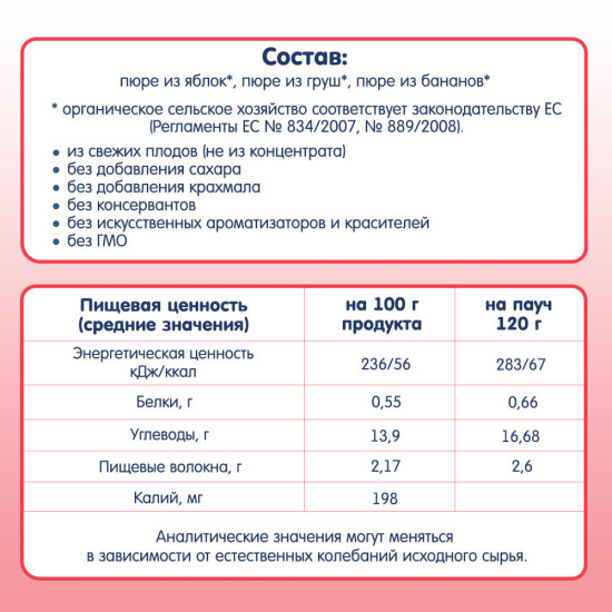 Пюре детское «Яблоко, груша и банан»