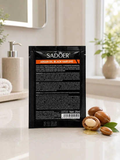 Шампунь-краска Hair Color Shampoo Argan oil Black 4 в 1 с маслом арганы черный