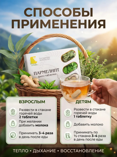 Фитотаблетки «Пармелипт»