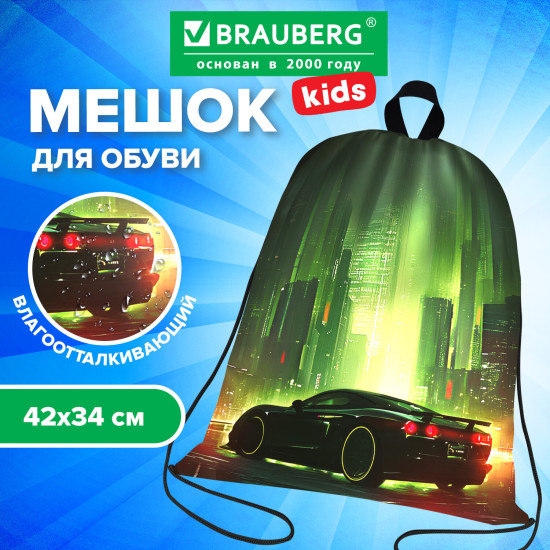Мешок для обуви KIDS, с петлей, 42×34 см, «Зеленый город», 274642