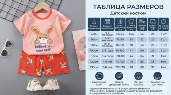Детский летний хлопковый костюм для девочки