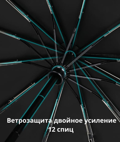Зонт складной автомат синий, 12 спиц, ветрозащитный, усиленный каркас, женский и мужской