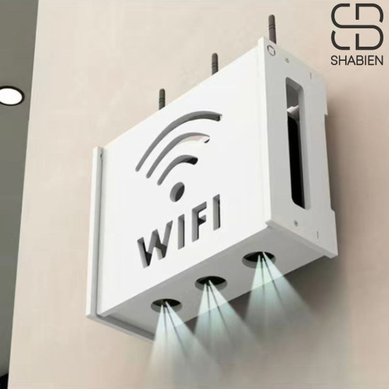 Полка для роутера Wi-Fi настенная 24×20×9 см, с дверцей, органайзер для кабелей, белая