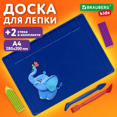Доска для лепки А4, 280×200 мм, KIDS, синяя, 7 отделений для пластилина, 2 стека, 274256 - Фото 6