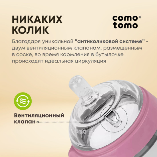 Набор из двух бутылочек для кормления 250 мл, розовый