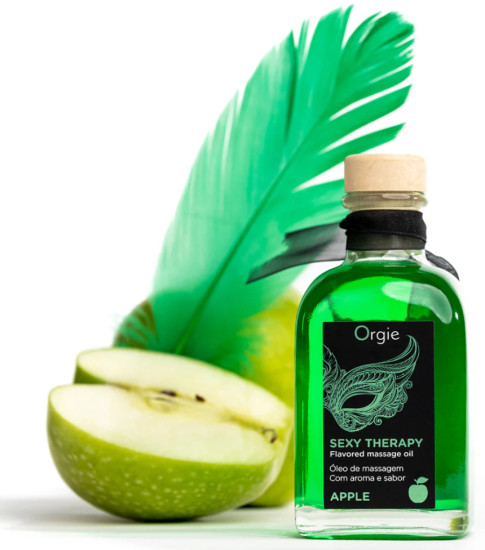 Массажное масло с ароматом яблока и перышко «Sexy Therapy Apple»