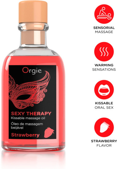 Массажное масло с ароматом клубники и перышко «Sexy Therapy Strawberry»