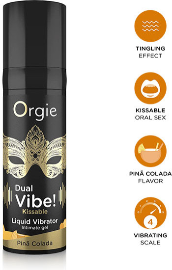 Жидкий вибратор с коктейлем Пина Колада «Dual vibe! kissable pinã colada»