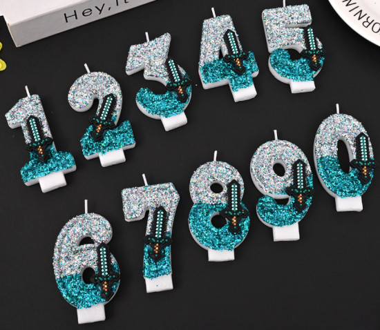 Свеча для торта Майнкрафт «Алмазный меч»