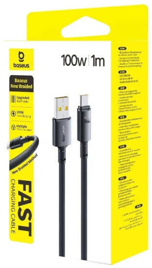 Кабель New Braided E0426W01 USB-Type-C PD 100W 1м, Черный
