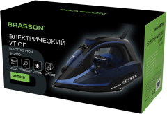 Утюг паровой BRASSON (БРАССОН) SI-2530, 3000 Вт, керамика, автоотключение, антикапля, Шнур 2,8 м, самоочистка, черный/синий, 458311 - Фото 2