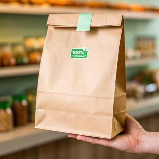 Наклейки «100% Натурально» 72 шт, виниловые стикеры для упаковки продуктов, контурная вырубка 2,5×2 см