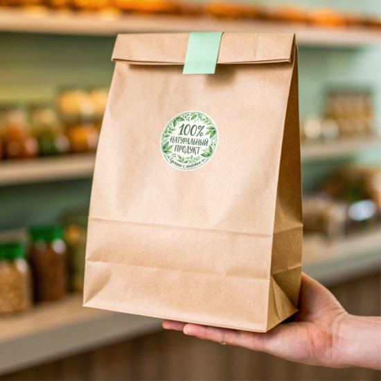 Наклейки «Натуральный продукт» 48 шт, виниловые стикеры для упаковки, круглые этикетки 4 см