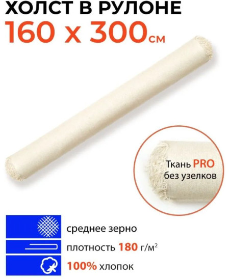Холст в рулоне негрунтованный