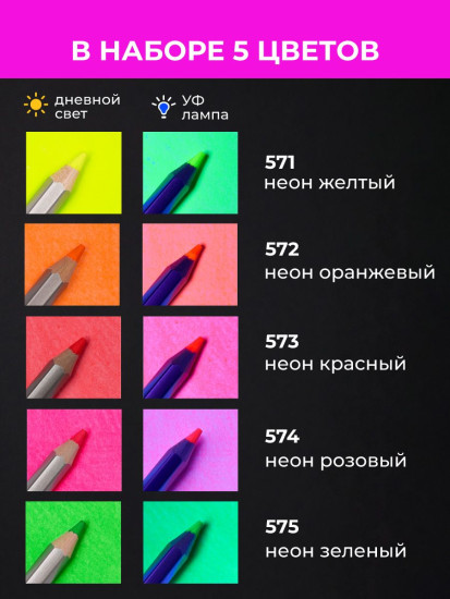 Набор карандашей цветных неоновых