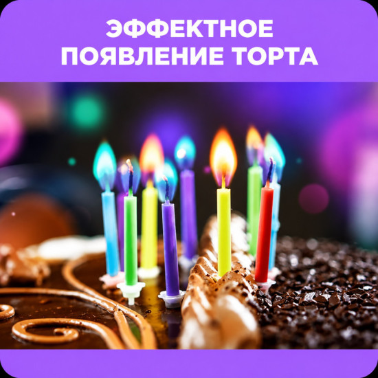 Свечи для торта с цветным пламенем набор 6 шт праздничные декоративные свечи