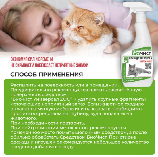 Спрей Ликвидатор запаха мочи и меток кошек