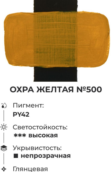 Краска акриловая глянцевая «Matisso», 500 охра желтая