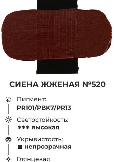 Краска акриловая глянцевая «Matisso», 520 сиена жженая