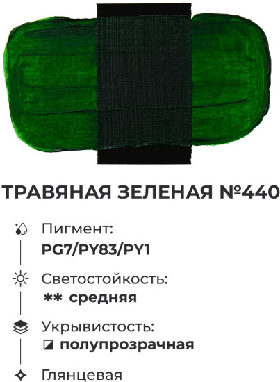 Краска акриловая глянцевая «Matisso», 440 травяной зеленый