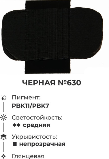 Краска акриловая глянцевая «Matisso», 630 черный