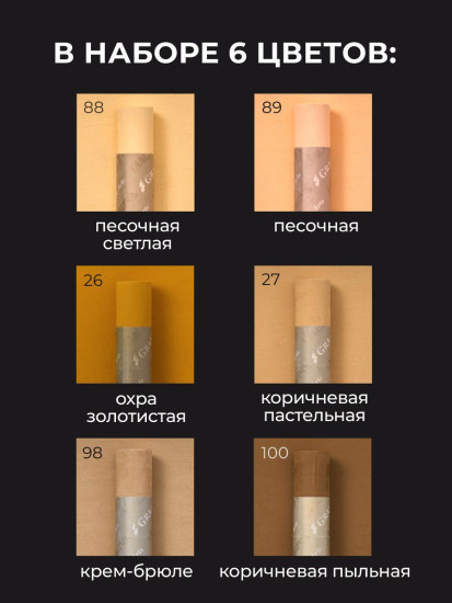Набор пастели масляной профессиональной, коричневые тона №2