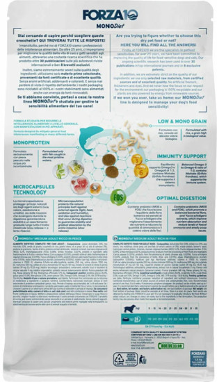 Cухой монопротеиновый корм для взрослых собак средних пород с рыбой Medium Diet