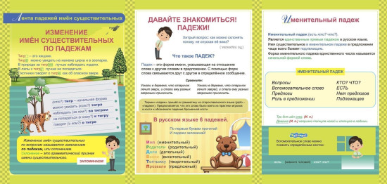Лента падежей имен существительных: 9 секций