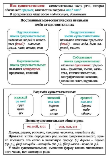 Русский язык. Морфология. Орфограммы имён существительных. 1-4 классы