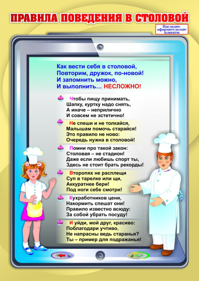 Комплект плакатов «Поведение в столовой. Гигиенические и эстетические навыки»